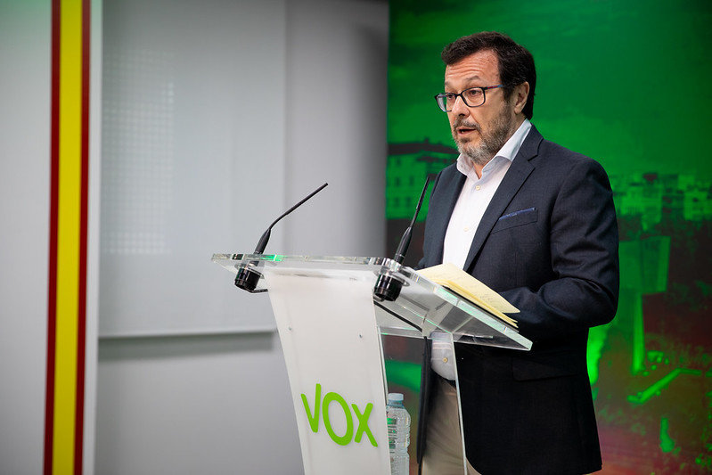 José Antonio Fúster en rueda de prensa desde la sede de Vox - Foto de Vox