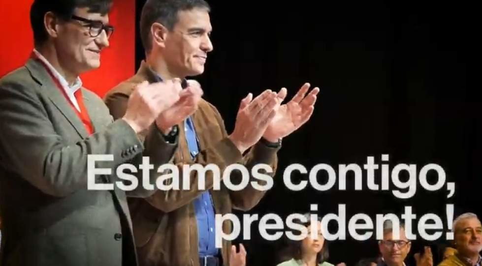 Imagen del vídeo de apoyo a Sánchez proyectado en el acto del PSC
